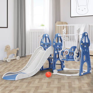Osoeri 4 in 1 Toddler Swing and Slide Unisex Child & Teen Swing Sets, Blue, 110 lb