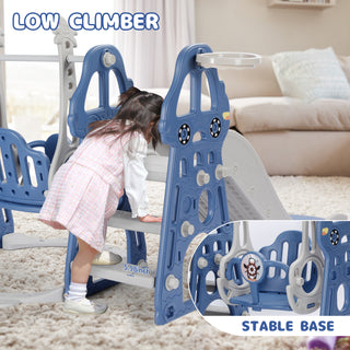 Osoeri 4 in 1 Toddler Swing and Slide Unisex Child & Teen Swing Sets, Blue, 110 lb