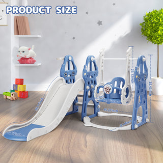 Osoeri 4 in 1 Toddler Swing and Slide Unisex Child & Teen Swing Sets, Blue, 110 lb