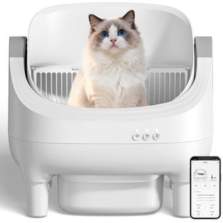Osoeri 10L Open-Top Self-Cleaning Cat Litter Box, App Control, Safety Sensors & Odor-Free for Multi-Cat Homes.