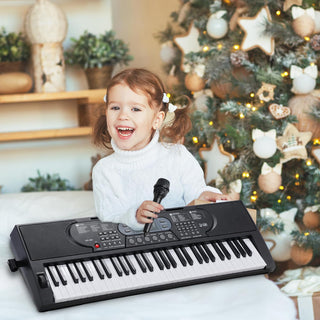 Rengue 61 Keys Keyboard Piano for Beginners Light-Up Music Keyboard Electric Digital Piano with Dual Speakers, Piano Stand, Collapsible Bench, Microphone, Sheet Music Stand and Keyboard Sticker