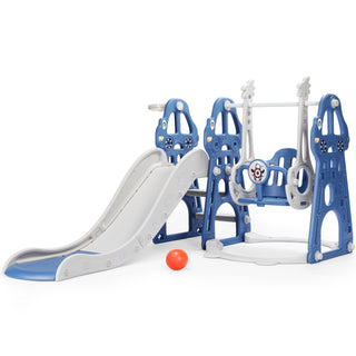 Osoeri 4 in 1 Toddler Swing and Slide Unisex Child & Teen Swing Sets, Blue, 110 lb