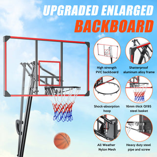 Portable Basketball Hoop Outdoor Indoor - Basketball Goal System with 44 Inch Shatterproof Backboard, 4.9-10FT Adjustable Height for Youth/Teens/Adults