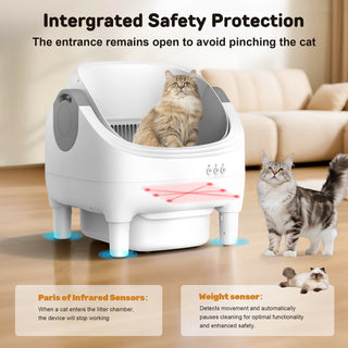 Osoeri 10L Open-Top Self-Cleaning Cat Litter Box, App Control, Safety Sensors & Odor-Free for Multi-Cat Homes.