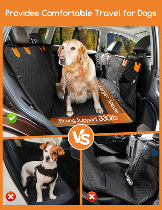 Dog Hammock for Car with Hard BottomïŒ52* 25â Dog Car Seat Cover for Back Seat Waterproof for Cars/SUV, Black