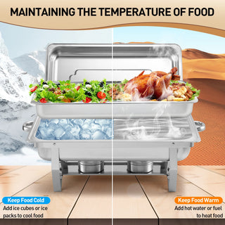 Easoger 4Pack 9.5 QT Chafing Dish Buffet Set Rectangular Stainless Steel Buffet Catering Warmer Set for Gatherings Banquets, Buffets, Parties, Weddings