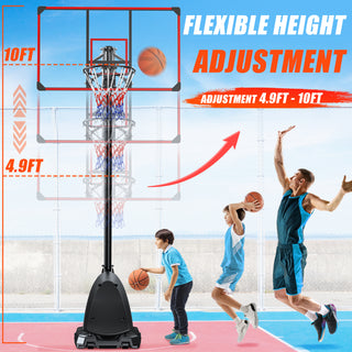 Portable Basketball Hoop Outdoor Indoor - Basketball Goal System with 44 Inch Shatterproof Backboard, 4.9-10FT Adjustable Height for Youth/Teens/Adults