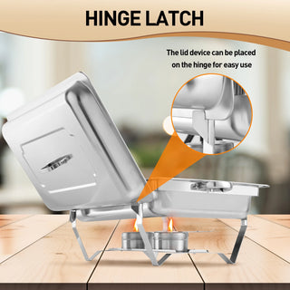 Easoger 4Pack 9.5 QT Chafing Dish Buffet Set Rectangular Stainless Steel Buffet Catering Warmer Set for Gatherings Banquets, Buffets, Parties, Weddings