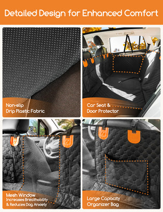 Dog Hammock for Car with Hard BottomïŒ52* 25â Dog Car Seat Cover for Back Seat Waterproof for Cars/SUV, Black