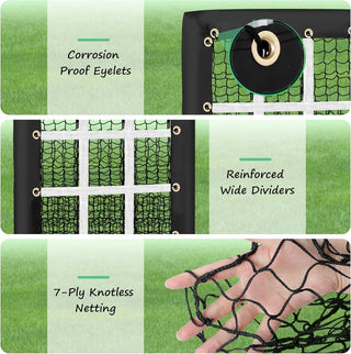 Rengue 9 Hole Pitching Net Baseball Pitching Target with Strike Zone, Softball Pitching Aid Net, 3 Level Adjustable Height, Portable Training Equipment for Hitting and Pitching Practice
