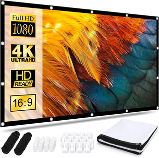 Osoeri 120 Inch 16:9 HD Portable Foldable Outdoor Projection Screen Double Sided Anti-Wrinkle Projection for Projectors Screen for Home Theater Party Cinema Night Commercial