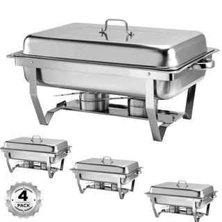 Easoger 4Pack 9.5 QT Chafing Dish Buffet Set Rectangular Stainless Steel Buffet Catering Warmer Set for Gatherings Banquets, Buffets, Parties, Weddings
