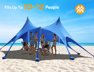 Osoeri Beach Tent, 20 x 13ft Camping Sun Shelter UPF50+ with 8 Sandbags, Sand Shovels, Ground Pegs & Stability Poles, Outdoor Shade Beach Canopy for Camping Trips, Fishing, Backyard Fun or Picnics