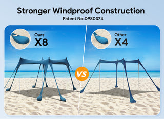 Osoeri Beach Tent: UPF50+ Camping Sun Shelter with Sandbags, Shovels, Pegs & Poles – Your Ultimate Outdoor Shade Companion