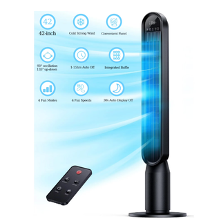 Easoger Tower Fan 42" Oscillating Tower Fan with 4 Modes, 4 Wind Speeds, 15H Timers, 90°Oscillation & 135° Vertical, Standing Fans for Home Bedroom Living Room Office, Powerful Floor Fan with Remote