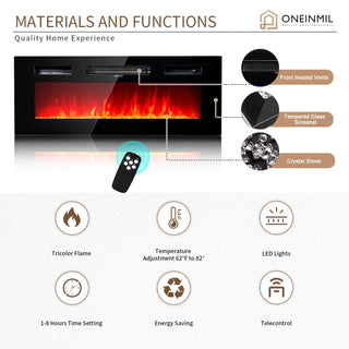 Easoger Fireplace TV Stand, Entertainment Center for TVs up to 80", 70” TV Stand with 36'' Electric Fireplace, LED Lights Entertainment Center, TV Console, White