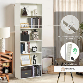 Easoger 6-Tier Tall Narrow Bookcase for Home Office, White