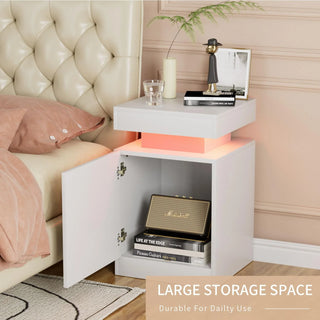Easoger 4-Piece Table Set Includes Modern Coffee Table, Spacious 36" Fireplace TV Stand and 2 LED Light Endtables, Simple White Table for Living Room, Bedroom, White