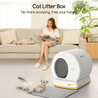 Smart Automatic Self-Cleaning Kitty Litter Box, APP Control/Integrated Safety Protection, Yellow