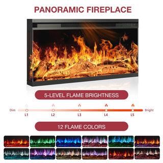 Easoger 36 Inch Fireplace TV Stand for TVs up to 80", LED Light Entertainment Center with 3-Sided Glass Fireplace, TV Console, White