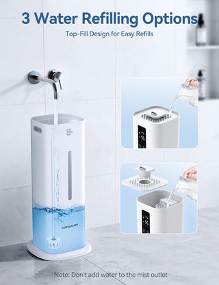 12L Humidifiers Last 120 Hours, Cover up to 1000ft², Top Fill Ultrasonic Cool Mist Humidifier, 3 Mist Level, 24H Timer, Essential Oil Diffuser Humidifiers For Bedroom, Home