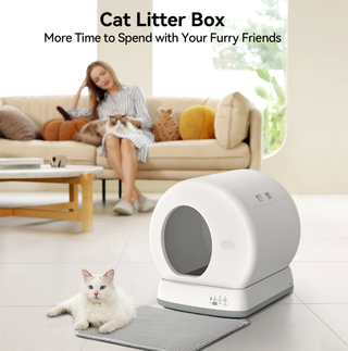 Smart Automatic Self-Cleaning Cat Litter Box, APP Control/Integrated Safety Protection, White