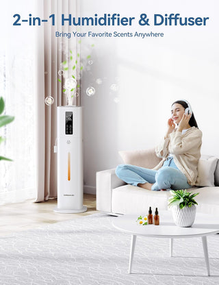 12L Humidifiers Last 120 Hours, Cover up to 1000ft², Top Fill Ultrasonic Cool Mist Humidifier, 3 Mist Level, 24H Timer, Essential Oil Diffuser Humidifiers For Bedroom, Home