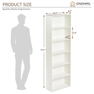 Easoger 6-Tier Tall Narrow Bookcase for Home Office, White