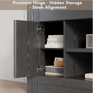 asoger 70" Farmhouse TV Stand, Entertainment Center for TVs up to 80", with Large Cabinets & Open Shelves, Black