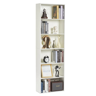 Easoger 6-Tier Tall Narrow Bookcase for Home Office, White