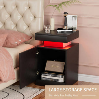 Easoger 4-Piece Table Set Includes Modern Coffee Table, Spacious 36" Fireplace TV Stand and 2 LED Light Endtables, Simple Black Table for Living Room, Bedroom, Black
