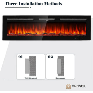 60’’ x 17’’ Wall Mounted Electric Indoor Fireplace