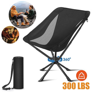 360°Swivel Portable Folding Camping Chair - Swivel Lawn Chair 8 Seconds Quick Setup Compact Collapsible Folding Lightweight Outdoor Backpack for Camping, Travel, Hiking, Beach, Fishing-Easoger