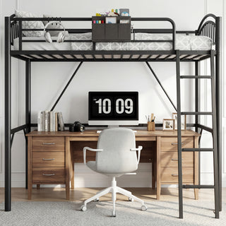 Easoger Twin Over Twin Metal Bunk Bed with Storage Bag, Safety Guard Rails & Anti-tip Nails No Box Spring , Black