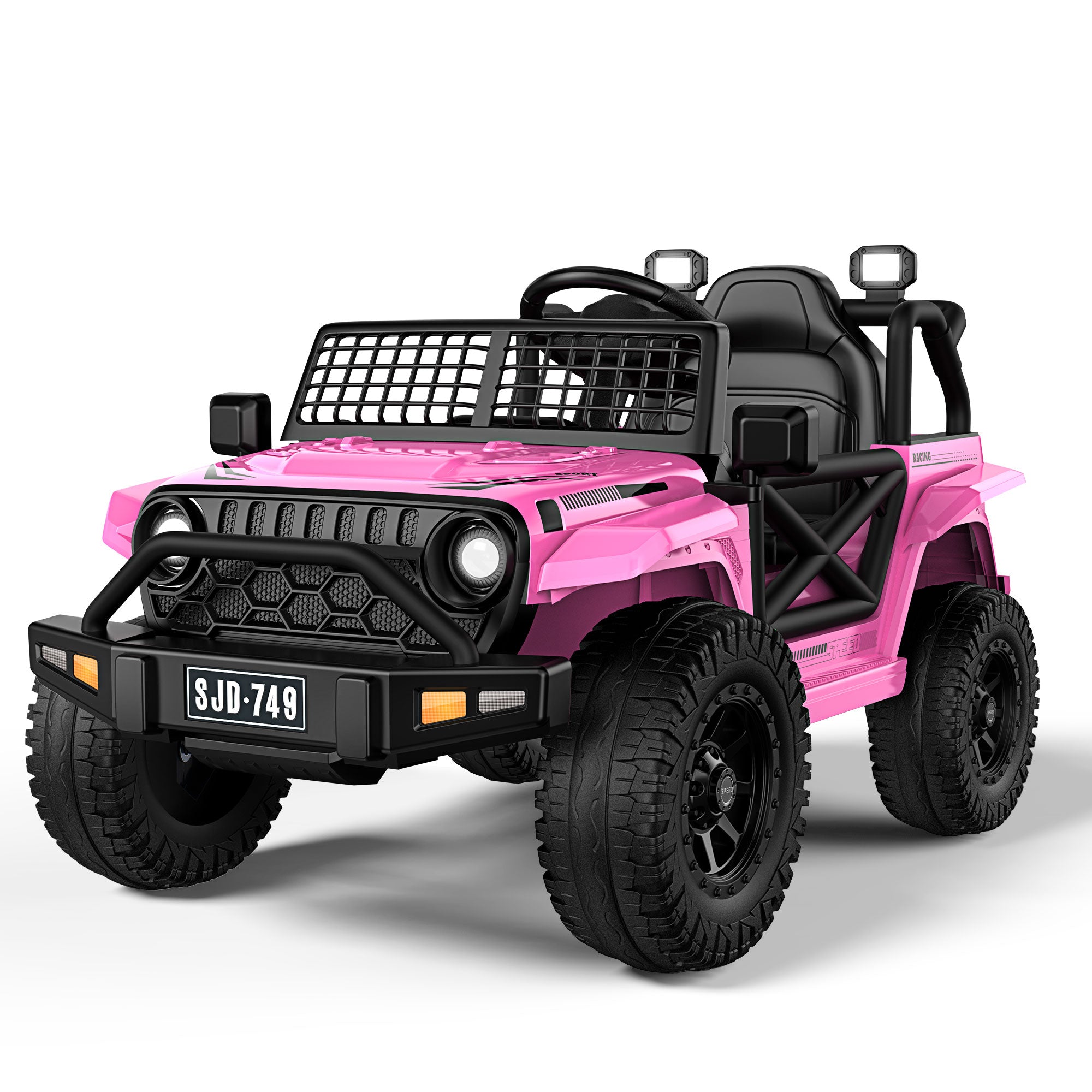 12V Kids Ride on Truck Car with Remote Control Seater, 2*200W Motor, AH Battery Powered Toy Car w/ Spring Suspension,Pink