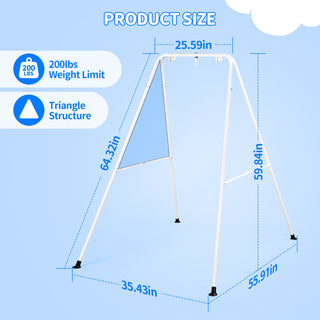 4-in-1 Toddler Swing Set, Baby Swing Seat with Foldable Metal Stand, Kids Swing Set for Indoor Outdoor Backyard, Easy to Assemble & Store