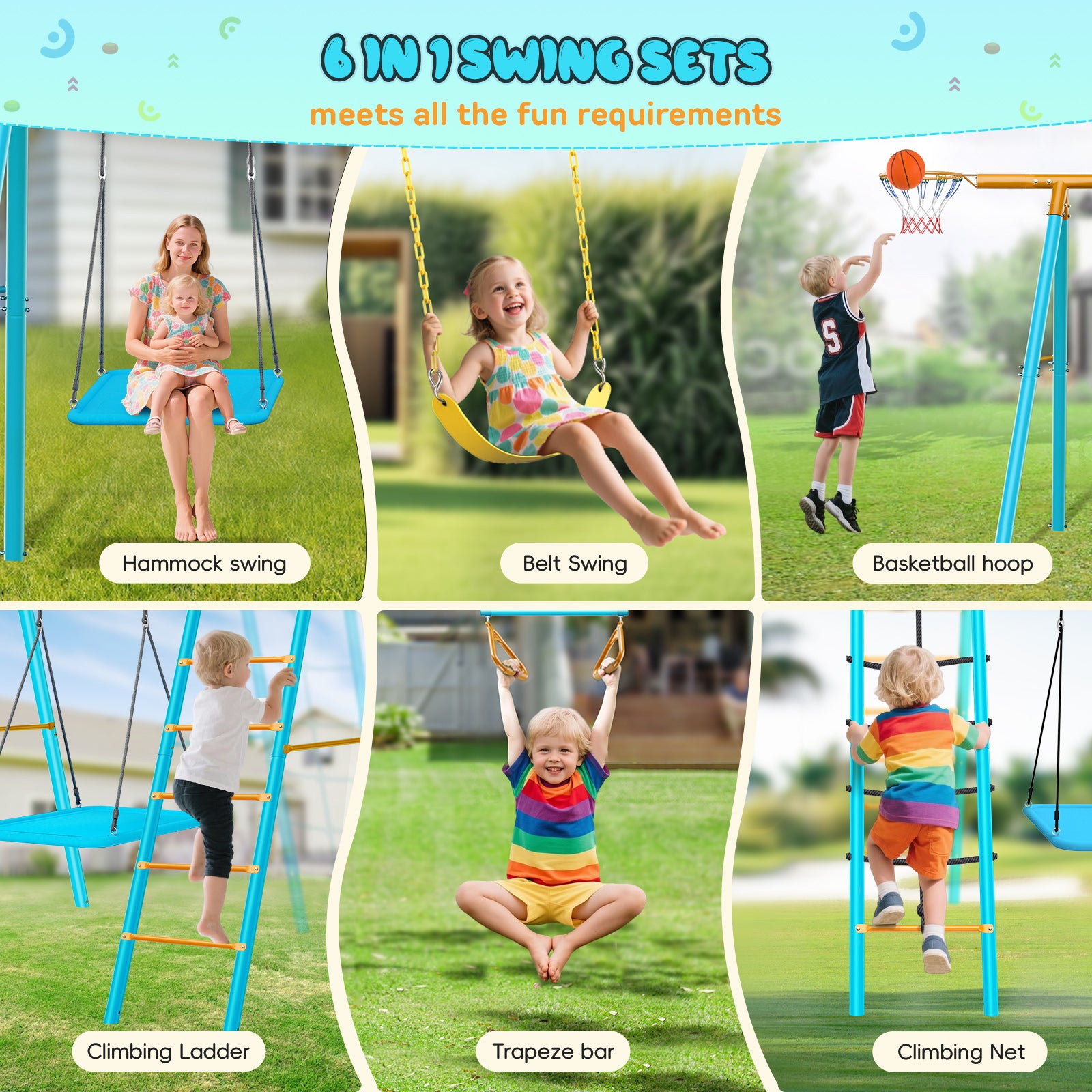 Ezcra Set Altalena Per Bambini Con Tema Orso - Gioco Da Esterno