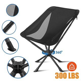 360°Swivel Portable Folding Camping Chair - Swivel Lawn Chair 8 Seconds Quick Setup Compact Collapsible Folding Lightweight Outdoor Backpack for Camping, Travel, Hiking, Beach, Fishing-Easoger