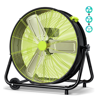 Osoeri 24 inch Industrial Drum Fan, 3 Speed 9460 CFM Heavy Duty Metal Cooling Floor Fan , 360° Tilt for Shop Outdoor, Patio, Warehouse, Commercial, Basement High Speed Fan(green)