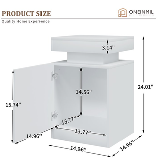 Easoger Home Nightstands Set of 2, 24 Color LED Lights, Modern Bedroom Side Table, White