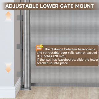 140 Inch Retractable Baby Gates, Extra Wide Baby Gates for Large Openings, Mesh Dog Gate Retractable, Safety Gates for Kids or Pets, Extra Long Baby Gates for Stairs Doorway Indoor Outdoor-Gray