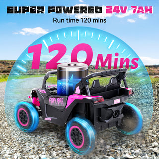 4WD 24V Ride on Toys Car Remote Control, Electric Off-Road UTV w/ 550W Motor, Powered 4-Wheeler Toy, LED Lights, Spring Suspension, 3 Speeds,Pink