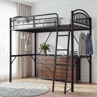 Easoger Twin Over Twin Metal Bunk Bed with Storage Bag, Safety Guard Rails & Anti-tip Nails No Box Spring , Black