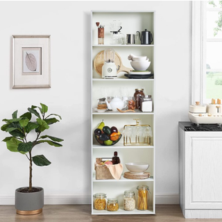 Easoger 6-Tier Tall Narrow Bookcase for Home Office, White