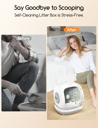 Smart Automatic Self-Cleaning Cat Litter Box, APP Control/Integrated Safety Protection,Gray