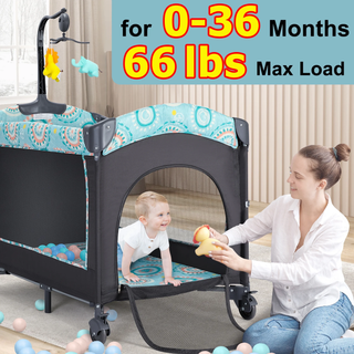 EVMORE Foldable Baby Bedside Bassinet, 5-in-1 Baby Bed Playard with Changing Table, Storage Shelf, Music for Newborn Toddlers, 0-36 Months