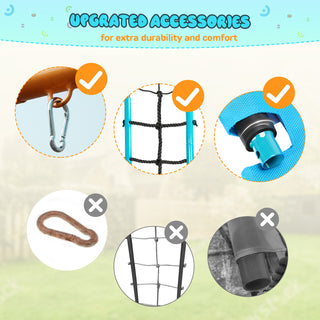 Swing Sets for Outdoor, 6 in 1 Heavy-Duty Metal Swing Sets, Kids Swing Sets for Backyard with with 2 Swings,Trapeze Bar and Basketball Hoop for Aged 3-12