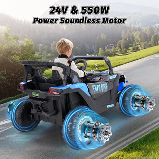 24V Kids Ride On Car UTV,7Ah Remote Control Ride On Toys Off-Road Electric Car for 3-8 Years,Blue