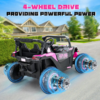 4WD 24V Ride on Toys Car Remote Control, Electric Off-Road UTV w/ 550W Motor, Powered 4-Wheeler Toy, LED Lights, Spring Suspension, 3 Speeds,Pink