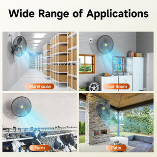 Ultra-Quiet 20" Wall Mounted Fan with Smart Oscillation - 5300CFM High Velocity Industrial & Home Fan for Office, Greenhouse, Warehouse - 3 Speed Space-Saving Metal Design